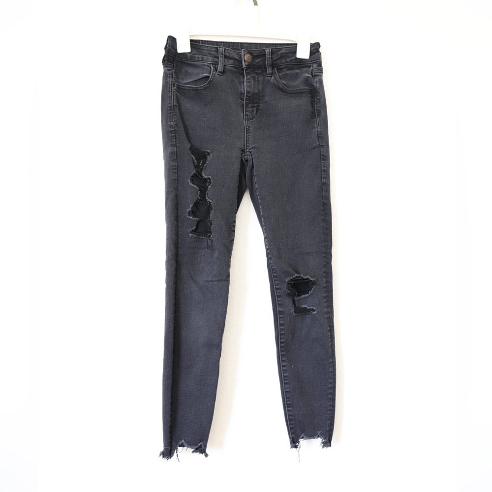 American Eagle Outfitters Black next level stretch Distressed Skinny Jeans